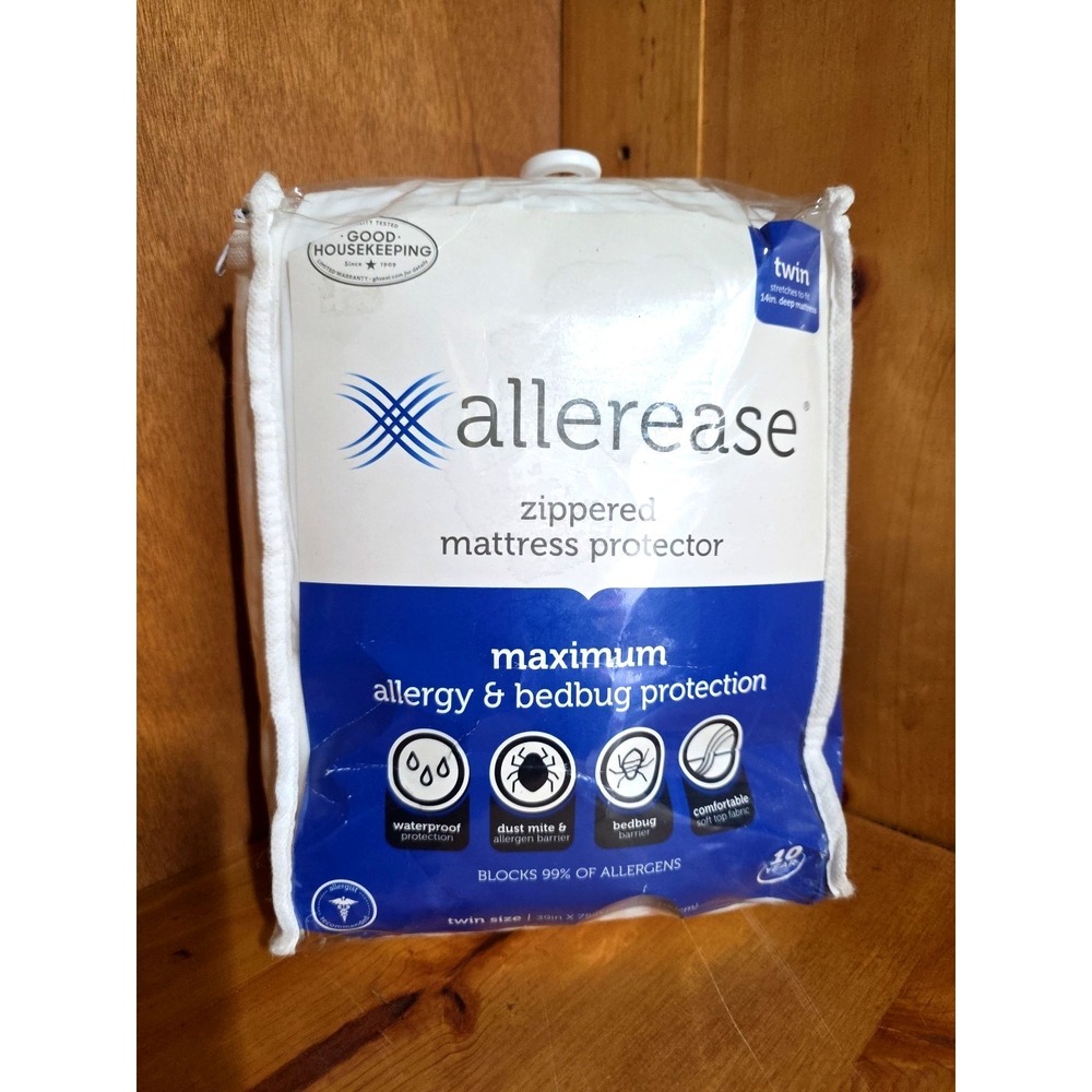 AllerEase Waterproof Allergy Protection Zippered Mattress Protector‎ Twin